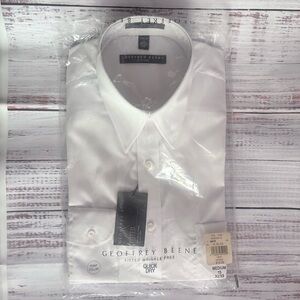 Geoffrey Beene White Men's Dress Shirt - Point Collar